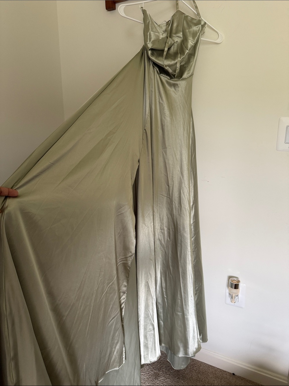 Sage Green Satin Formal Gown